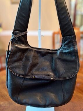 HOBO Black Integrated Leather Strap Crossbody Bag with Brass Accent